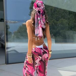 NWT Lola Rae Sheer Bandana - Fuchsia Print OS